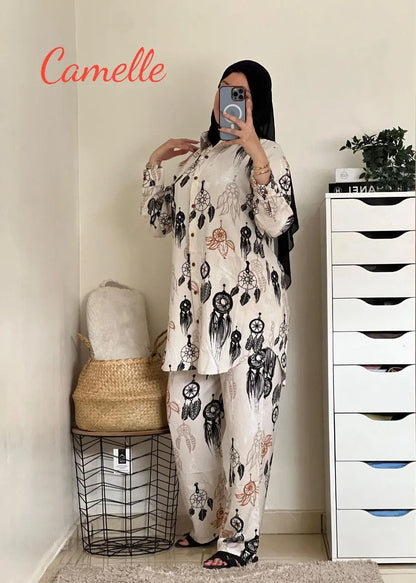Ensemble le lin imprimé